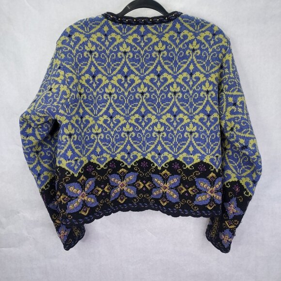 Icelandic Design Edelweiss Cardigan Wool floral Lined Jacket Metal Clasp VTG - Picture 5 of 13